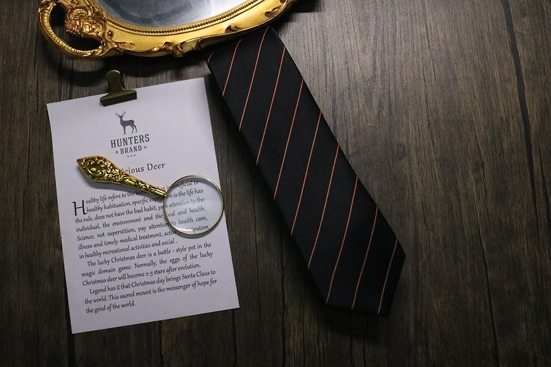 Black striped gentleman&#x27;s tie / simple narrow fashion gift box necktie