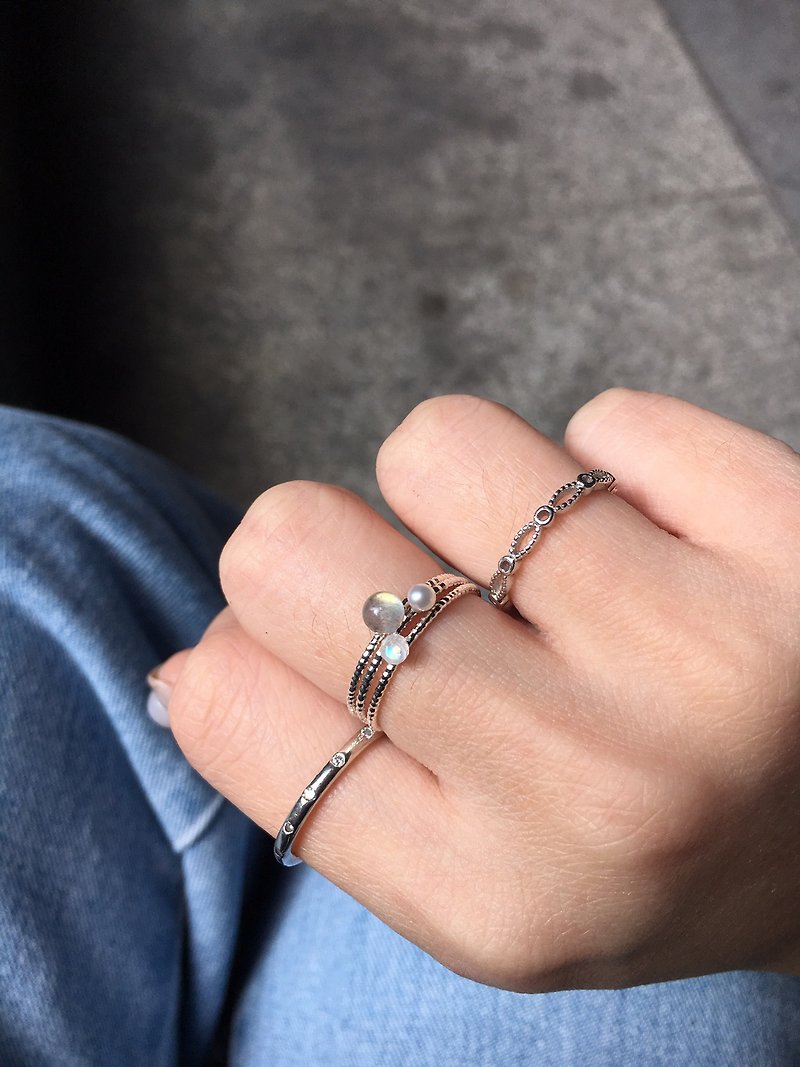 เงินแท้ แหวนทั่วไป สีเงิน - ITS-R109【Pure silver・Mini natural Gemstone ring】