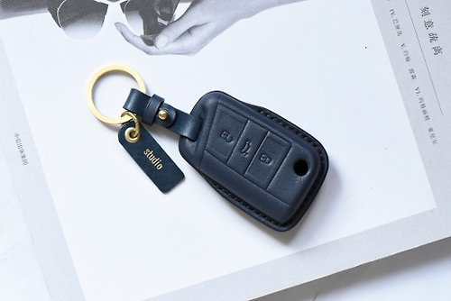 FANG Leather Studio SKODA斯科達汽車植鞣皮燙金全包式鑰匙套KAMIQ/SUPERB/FABIA