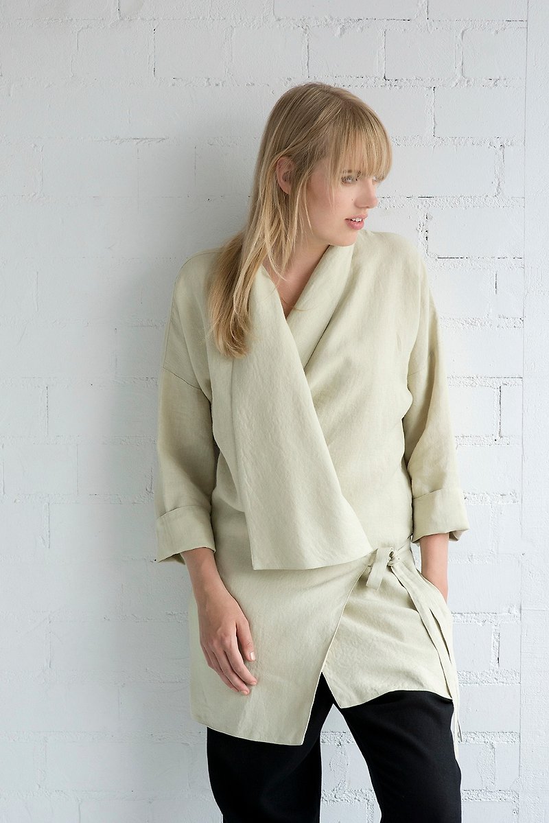 ลินิน เสื้อแจ็คเก็ต - Linen Jacket Motumo – 17SV3 / Handmade linen jacket 