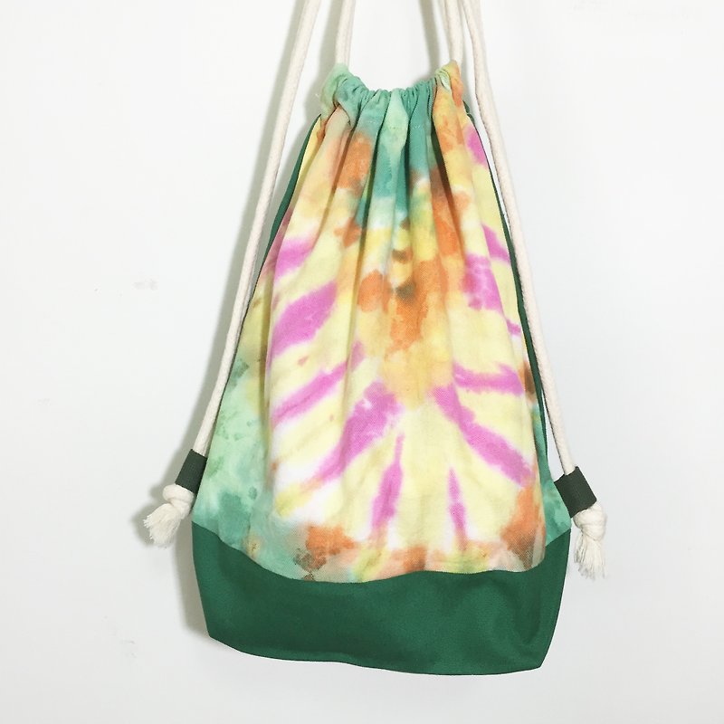 Tie Dye/Handmade/drawstring/backpack [Yellow] - Drawstring Bags - Cotton & Hemp Pink