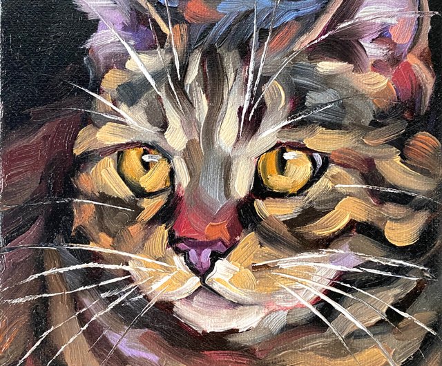 油絵　専用　てんとう虫を見ている猫　キュービックピュアコットンキャンバス 油絵 専用 てんとう虫を見ている猫 キュービックピュアコットン