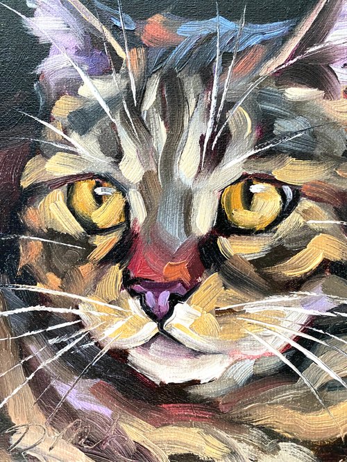 キャンバス油絵 　専用　立ち上がって 外を見ている子猫 キャンバス油絵 専用 立ち上がって 外を見ている子猫