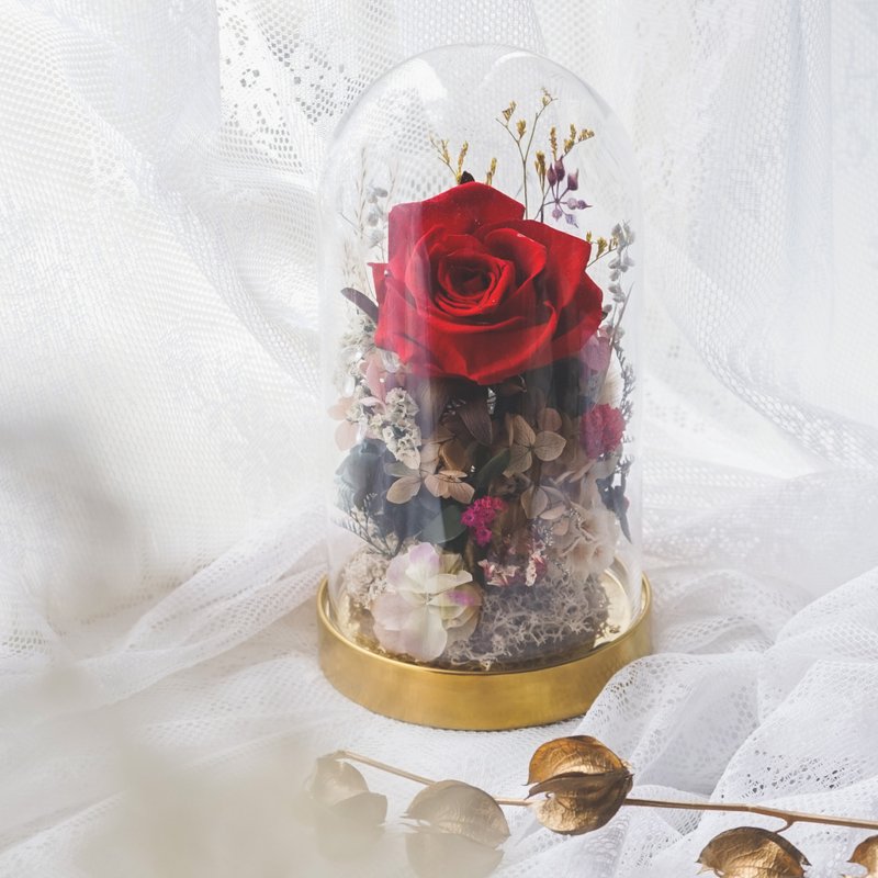 永生玻璃花盅 開幕花禮 生日花禮 入厝禮 晉升花禮【可客製化】 - 乾燥花/永生花 - 植物．花 紅色