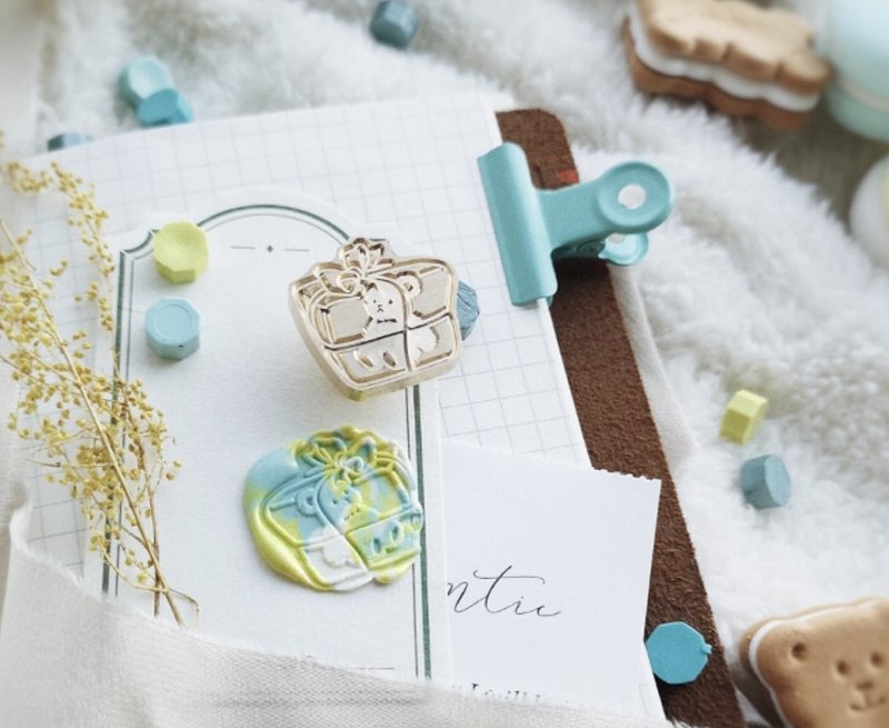 小熊禮物 お祭りの雰囲気 火漆封蠟印章 黃銅異形浮雕 - 印章/印台 - 其他金屬 金色