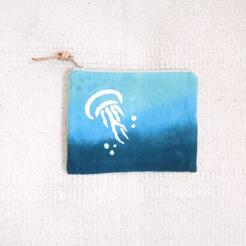 Jellyfish hand-dyed coin purse storage bag