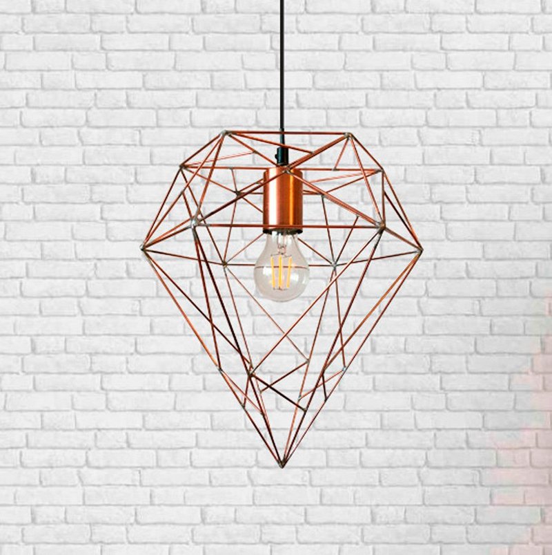 Iron pendant lamp in the shape of a jewel in the loft style - โคมไฟ - สแตนเลส สีนำ้ตาล