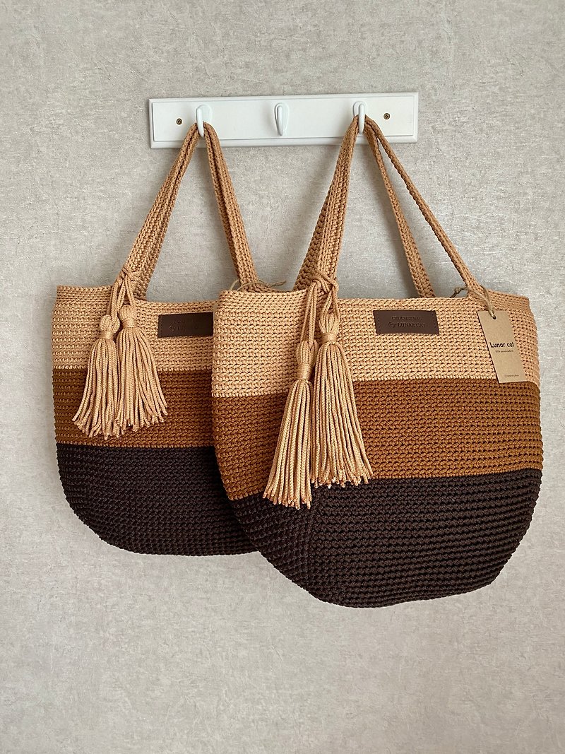 Crochet Tote Bag XL size,  Lunarbag XL - Handbags & Totes - Polyester Multicolor