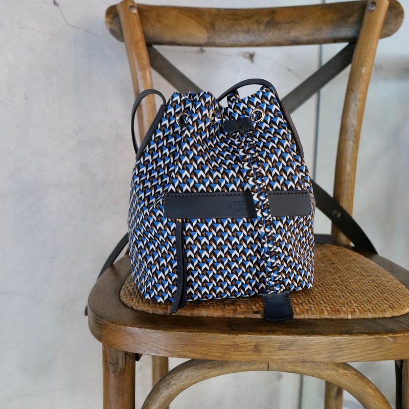 Mini Drawstring Mini Bucket Bag-Blue - กระเป๋าหูรูด - วัสดุอื่นๆ 