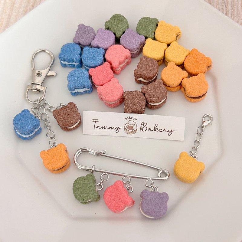 Bear Macaron Charm | Macaron Color Jewelry Pocket Food Simulation Therapy - Charms - Clay 