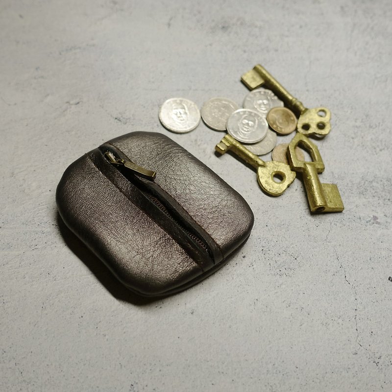Sienna leather pebble small coin purse - กระเป๋าใส่เหรียญ - หนังแท้ สีเทา