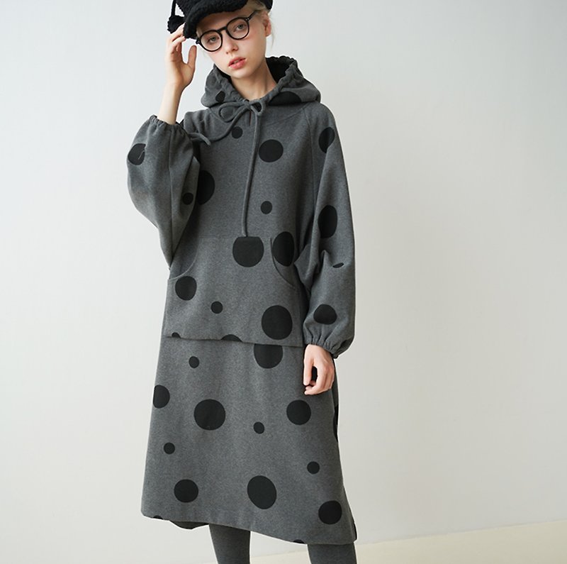 灰色長款帽T 連身裙 - imakokoni - 洋裝/連身裙 - 棉．麻 灰色