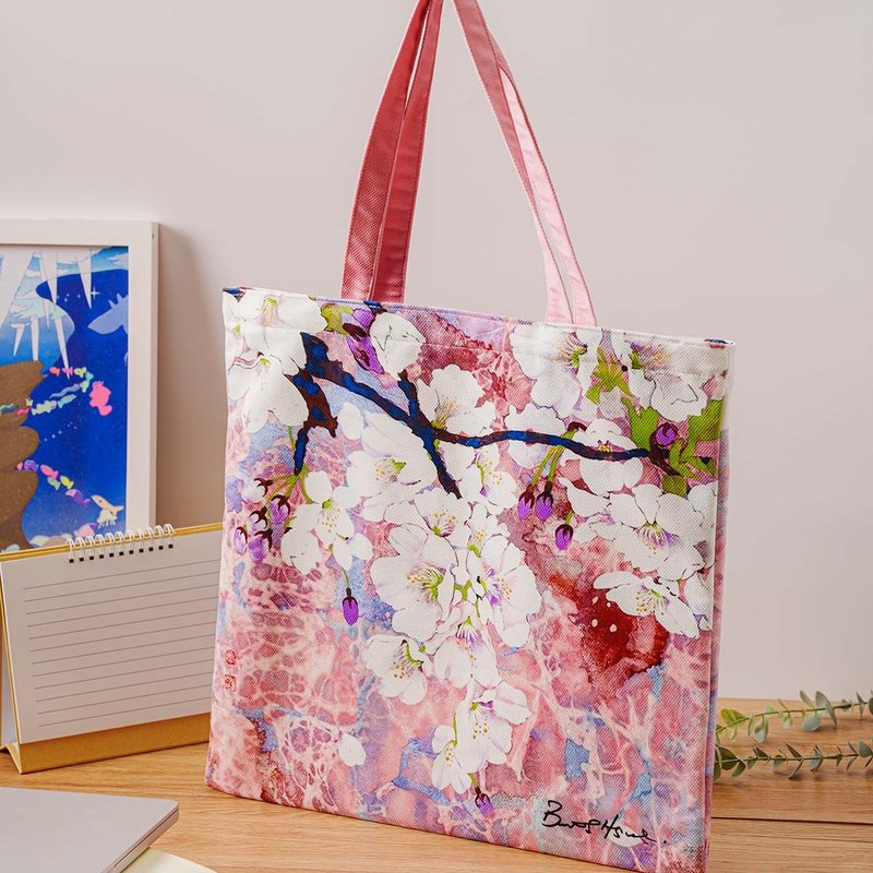 Beatrice Hsiao First Sakura Series-Tote Bag (45x40cm Zipper Style) (Limited Edition) - กระเป๋าแมสเซนเจอร์ - ไฟเบอร์อื่นๆ หลากหลายสี