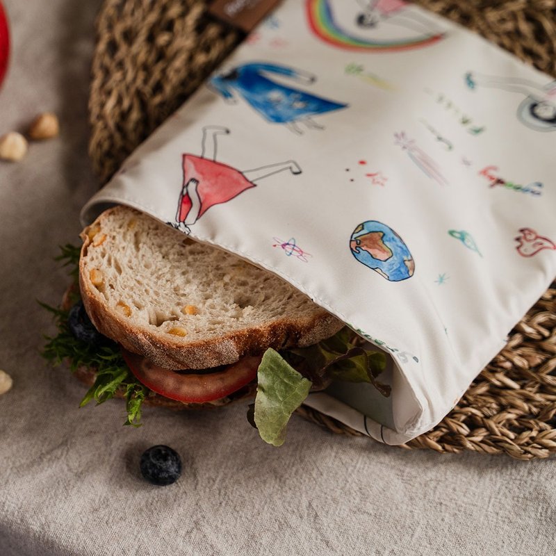 Pockeat snack bag - co-branded with Chia illustrations - live a good life together - Lunch Boxes - Plastic Yellow