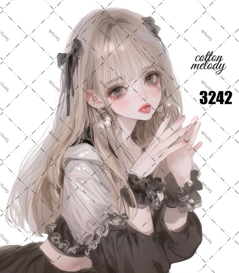 original sticker no.3242 人物ステッカー オリジナルステッカー オリジナル人物ステッカー 装飾ステッカー cotton melody - 貼紙 - 紙 