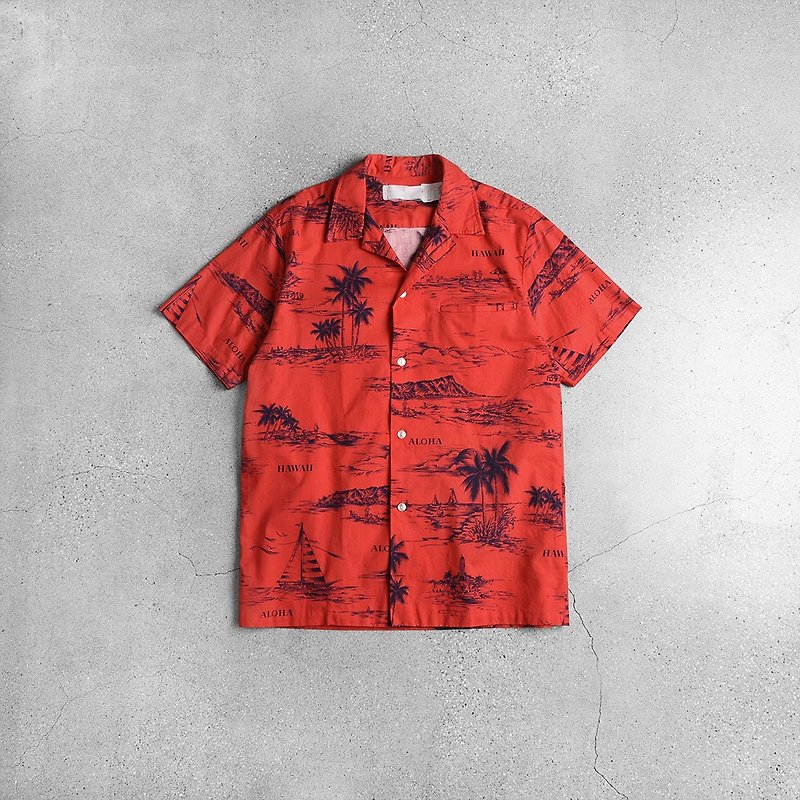 ผ้าฝ้าย/ผ้าลินิน เสื้อเชิ้ตผู้ชาย สีแดง - Vintage Aloha Shirts