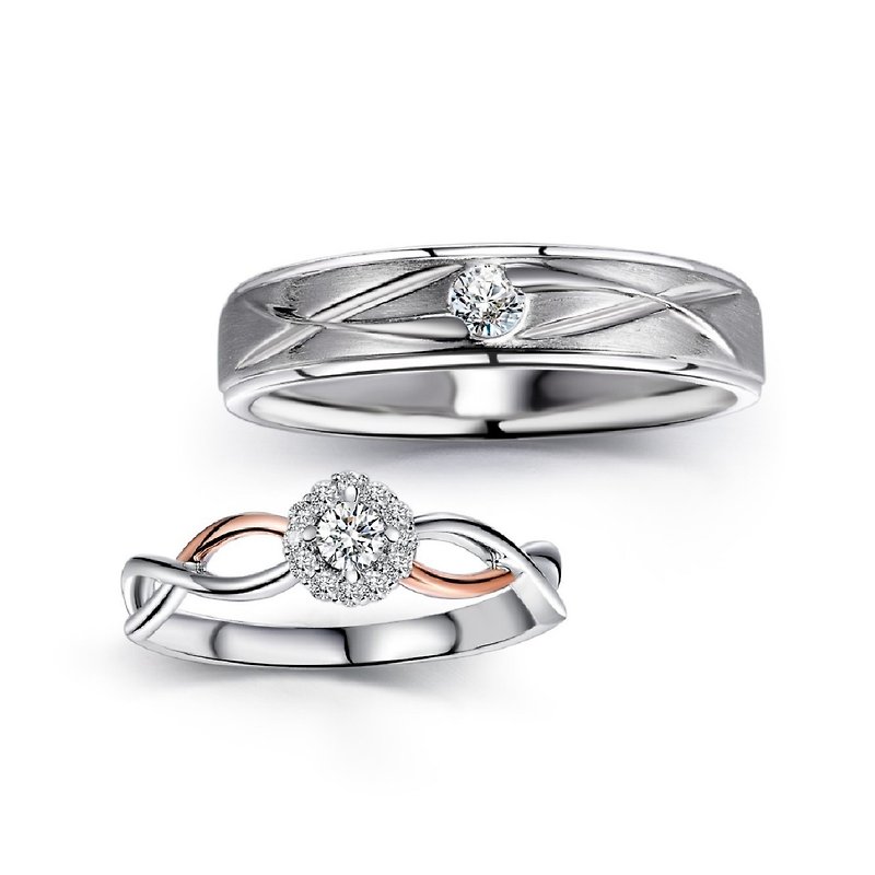 浪漫捧花  鑽石結婚對戒 求婚戒 - 對戒 - 鑽石 銀色