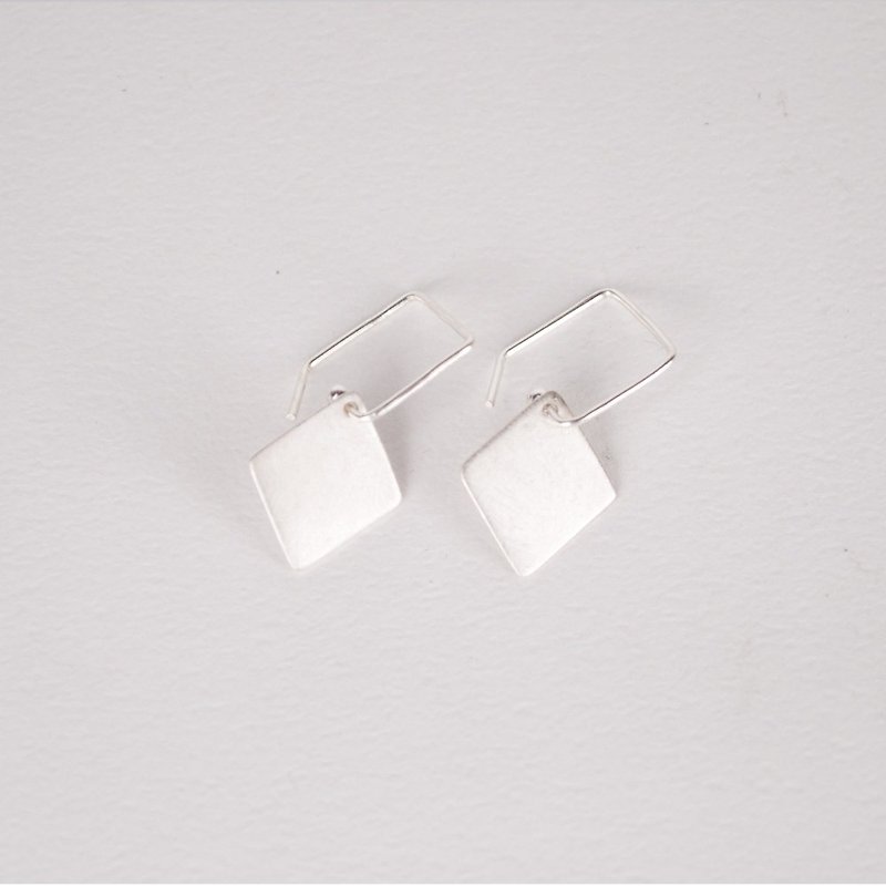 I-Shan13 diamond flat ear hook - Earrings & Clip-ons - Sterling Silver Silver