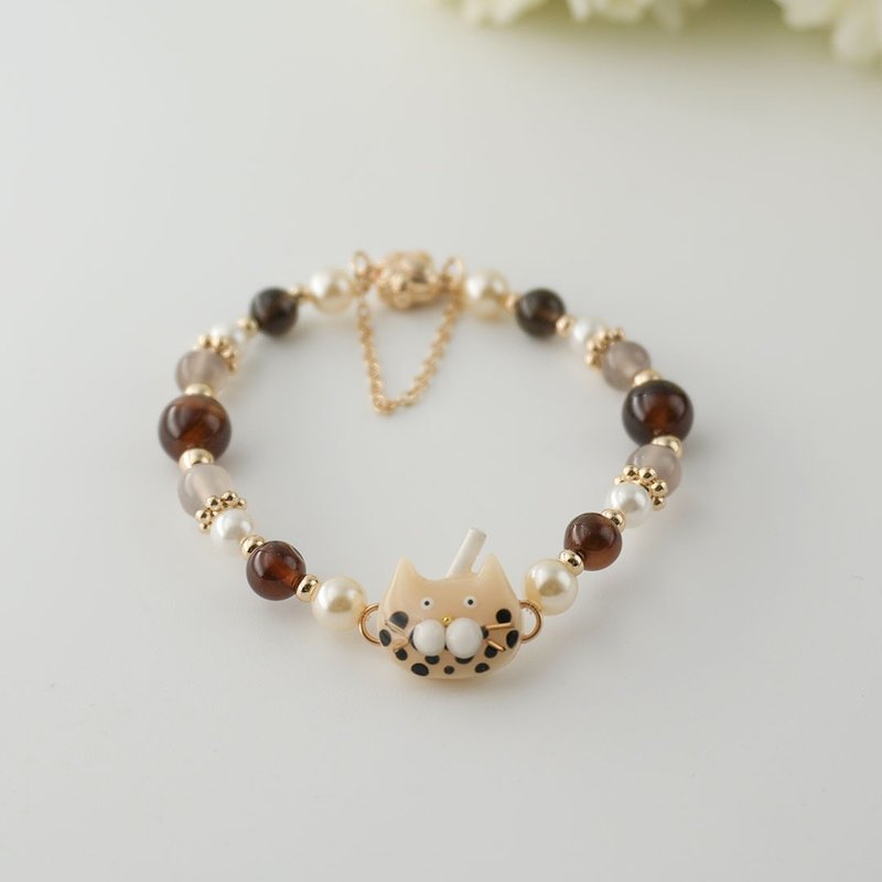 貓貓好朋友手鍊 | 珍珠奶茶 - 手鍊/手鐲 - 樹脂 咖啡色