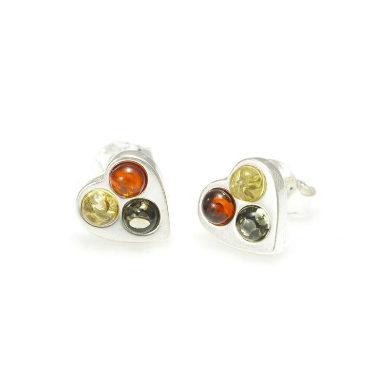 Polish Amber Earrings Tricolor Cute and Delicate - ต่างหู - เครื่องประดับพลอย หลากหลายสี