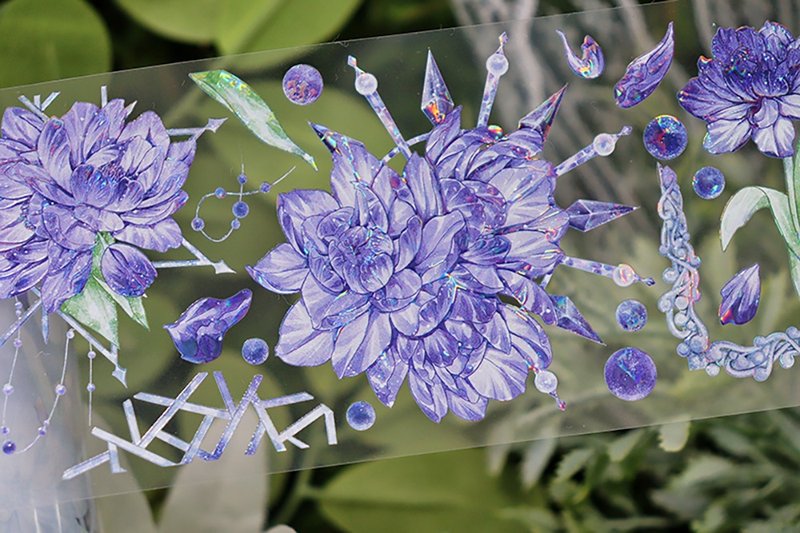 整卷 OKMT新七天原創流麻咕卡貼紙PET手帳手賬膠帶貝殼光紫郁星瀾 - 紙膠帶/和紙/PET - 塑膠 紫色