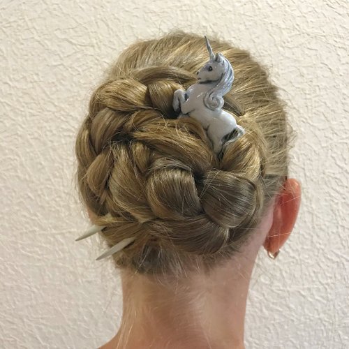YevheniiaShop Carved wooden hair fork Baby Unicorn, Hair clip, Hair pin, Fantasy hair stick