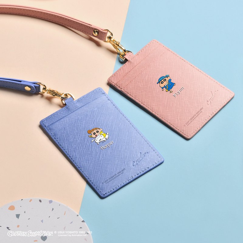 Crayon Shinchan Edition Customzied UV Printed Leather Badge Holder (4 Colours) - ID & Badge Holders - Genuine Leather Black