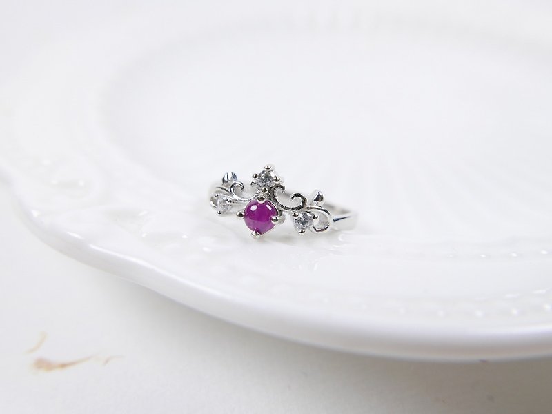 Princess ruby ​​ring _ sterling silver natural gem - แหวนทั่วไป - เครื่องเพชรพลอย สีแดง