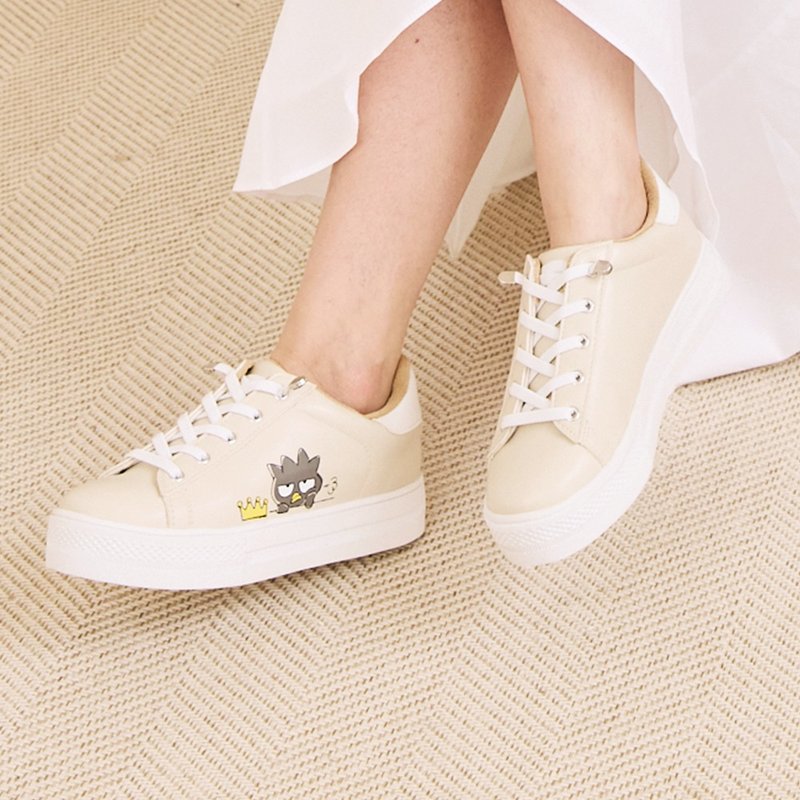 Paidal x酷企鹅XO小皇冠皮質免綁帶跳色厚底休閒鞋不彎腰鞋-奶茶 - 女款休閒鞋 - 人造皮革 卡其色