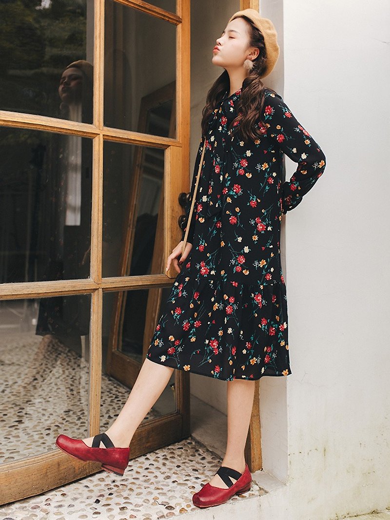 [full court specials] 2019 women's spring wear floral ribbon dress skirt skirt YWD81094 - One Piece Dresses - Other Materials Black