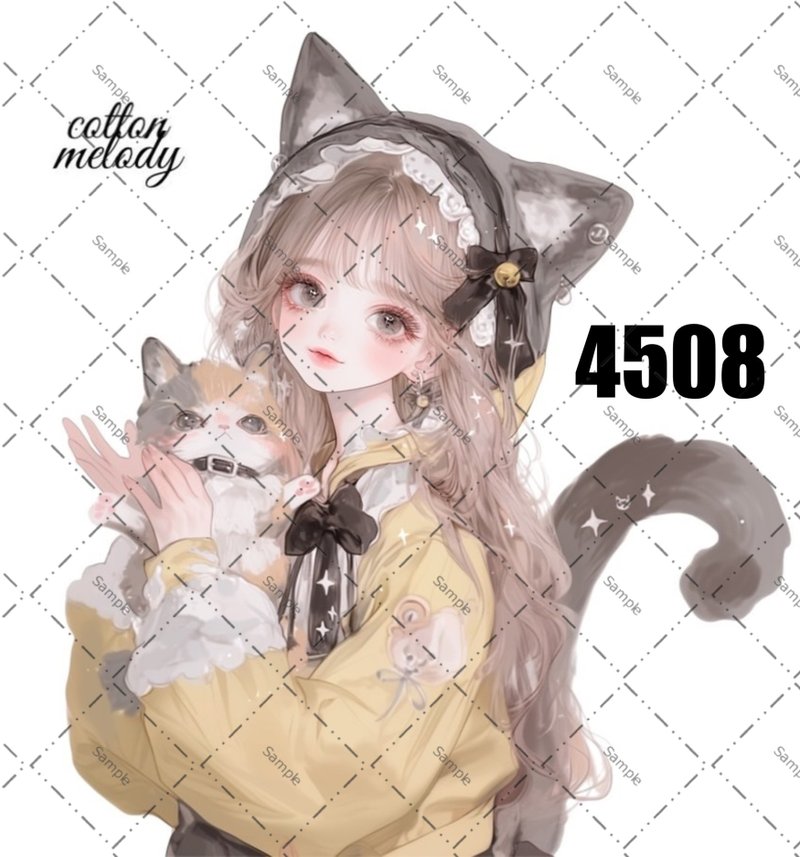 original sticker no.4508 人物ステッカー オリジナルステッカー オリジナル人物ステッカー 装飾ステッカー cotton melody - 貼紙 - 紙 