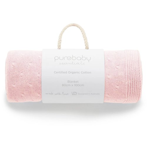 Purebaby有機棉 澳洲Purebaby有機棉針織棉毯 粉紅
