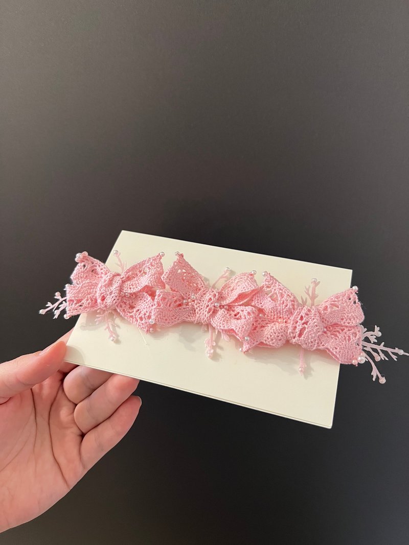 Newborn headband lace headband pink headband headband with lace bows - Baby Accessories - Other Materials Pink