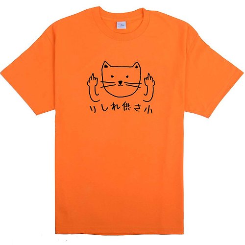 hipster 貓咪供三小 中性短袖T恤 橘色 偽日文りしれ供さ小貓之日 catsday
