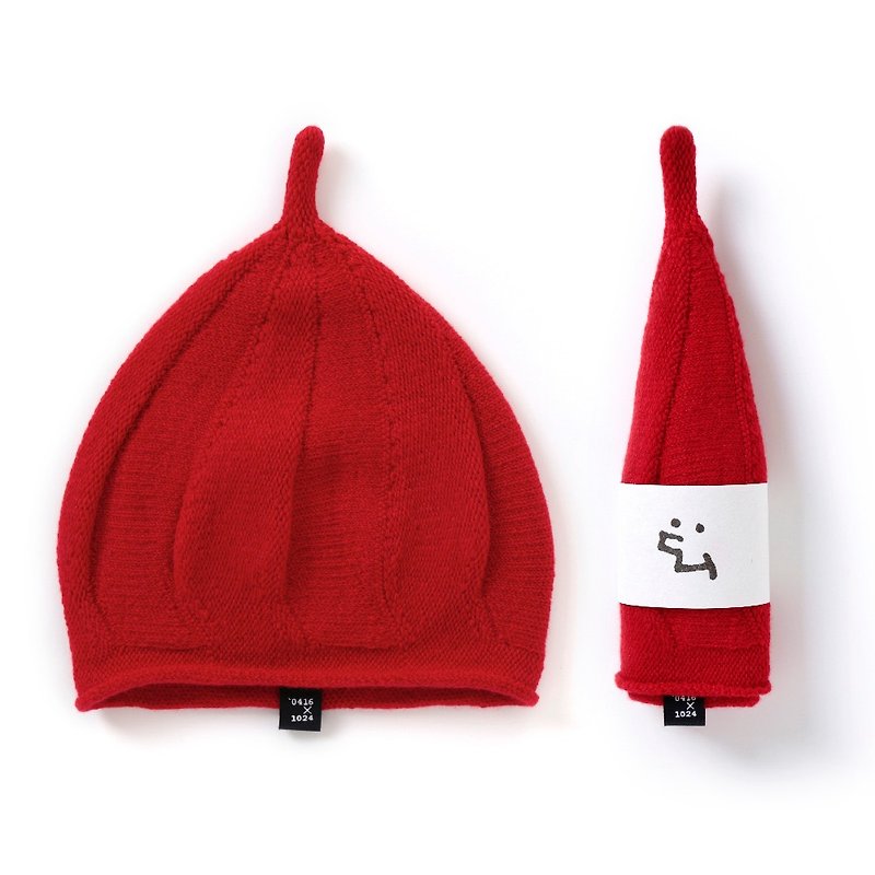 Little cute. Premium cashmere cap / big red / children's section - Hats & Caps - Wool Red