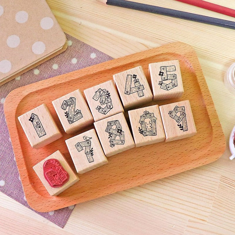 Wooden box digital stamp set