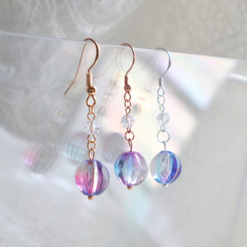 [Temperament Series] Candy Pumpkin Bead Hypoallergenic Earrings - Earrings & Clip-ons - Other Materials Multicolor