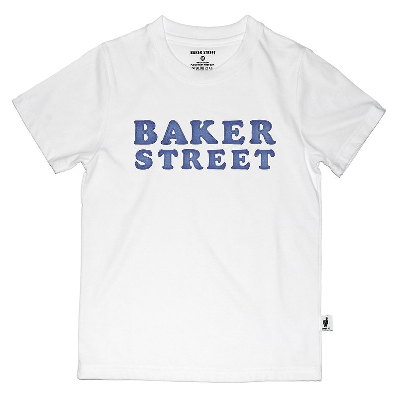 British Fashion Brand -Baker Street- Denim Letters Printed T-shirt for Kids - Tops & T-Shirts - Cotton & Hemp White