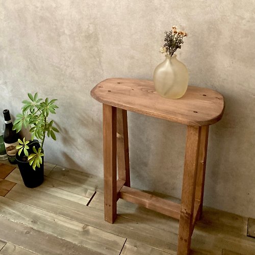 achio-and-plus 木製 サイドテーブル 北欧 古民家風 ディスプレイラック ソファテーブル ブラウン