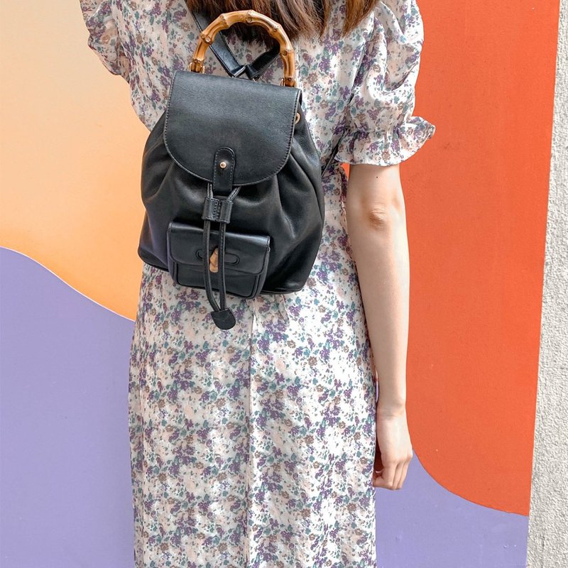 中古Gucci│黑色背包│背囊│真皮│意大利製│古著│Backpack - 後背包/背包/書包 - 真皮 黑色