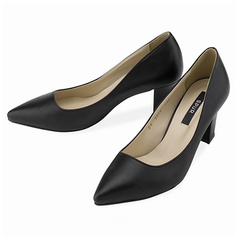 Pre-order – SPUR Pointed retro pumps OS7015 BLACK - รองเท้าหนังผู้หญิง - วัสดุอื่นๆ 