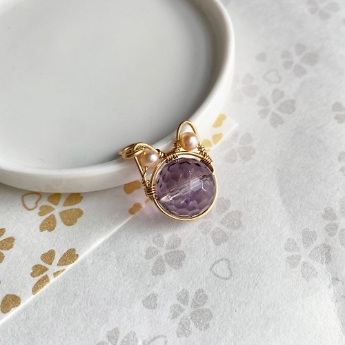 Iolite Gallery 。日常飾品小店。 (天然) 紫水晶+珍珠 項鏈