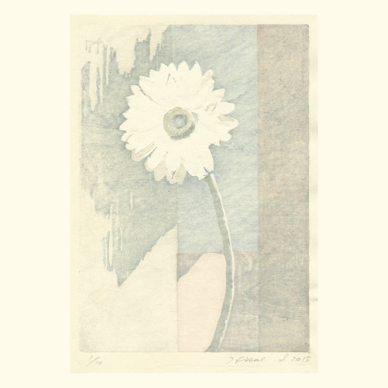 Original print-Landscape with gerbera ガーベラのある Landscape-Naoe Isokami - Posters - Paper Gray