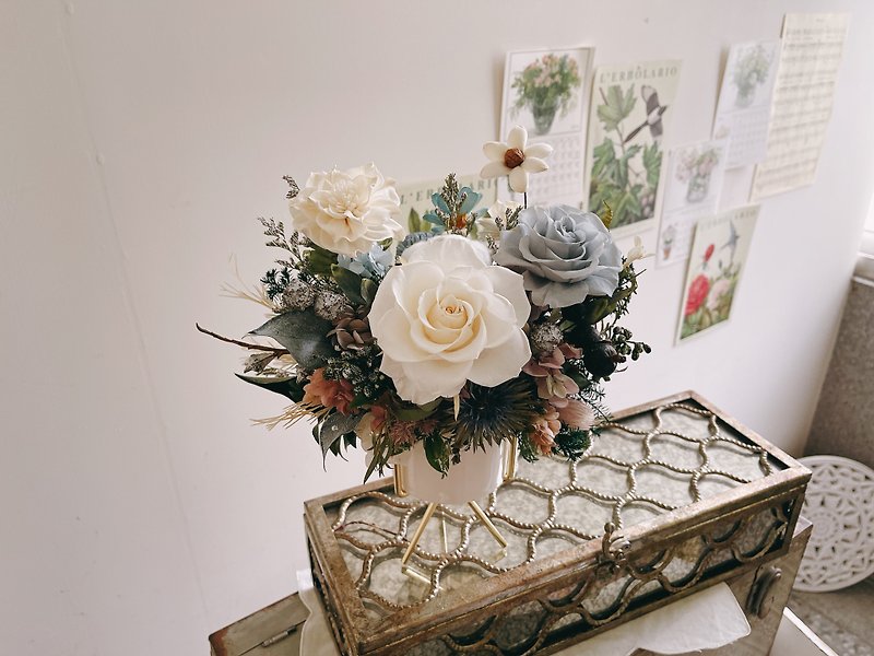 新鮮な小さな森の永遠の花 テーブル 鉢花 新築祝い 開店祝い 鉢花 - ドライフラワー・ブーケ - 寄せ植え・花 ブルー