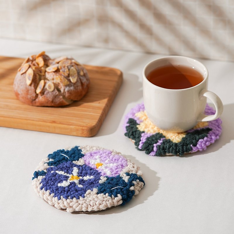 【Morning Glory Coaster】Punch Needle Embroidery | Xiu Crafts - Knitting, Embroidery, Felted Wool & Sewing - Thread Multicolor