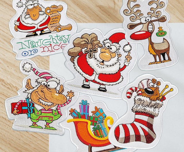 Christmas Embroidered Fabric Stickers】Large American Christmas