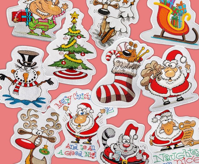 Christmas Embroidered Fabric Stickers】Large American Christmas Style (Six  Desig - Shop iconacollection Stickers - Pinkoi