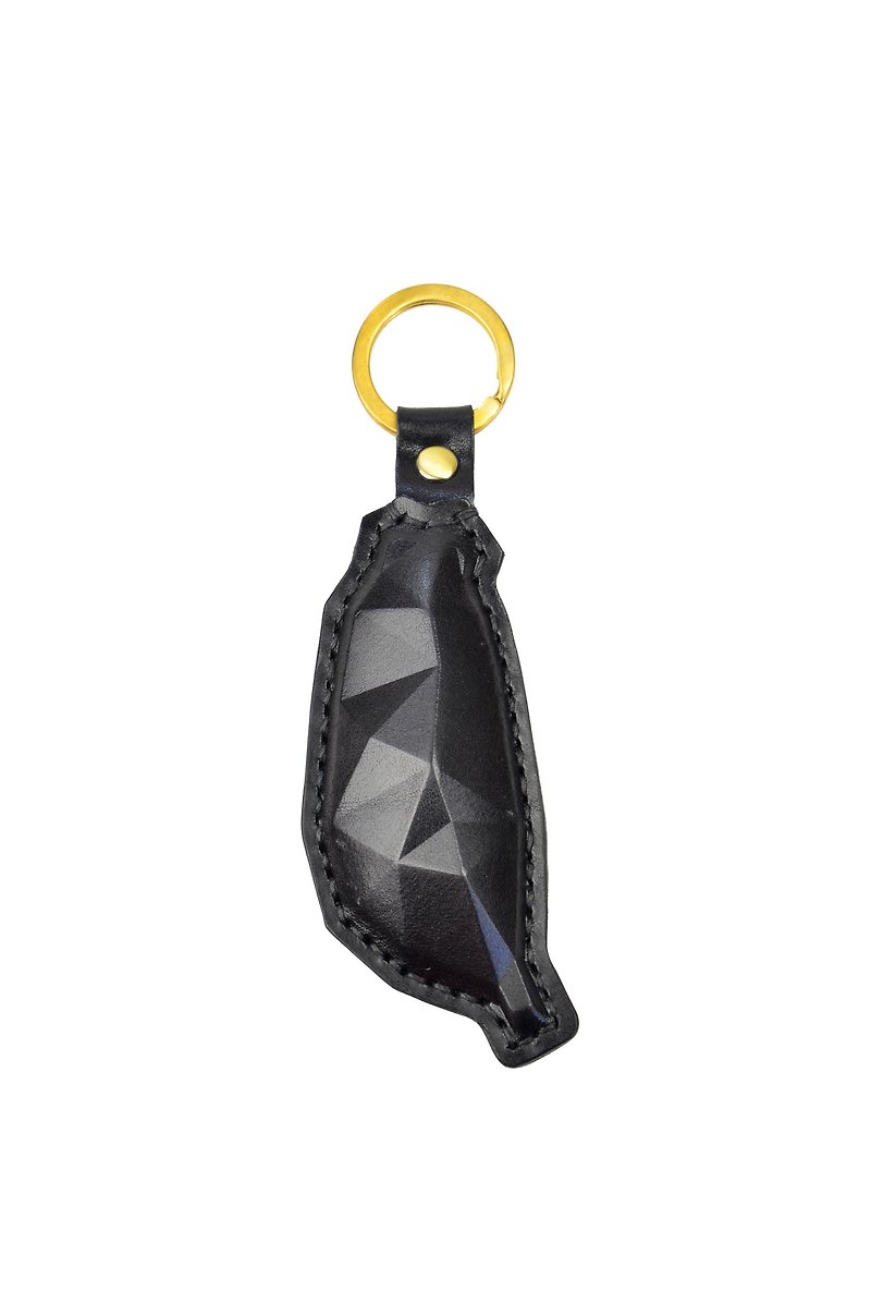 PIPILALA Leather Design Three-dimensional Leather Keyring-Guarding Taiwan (Classic Black)