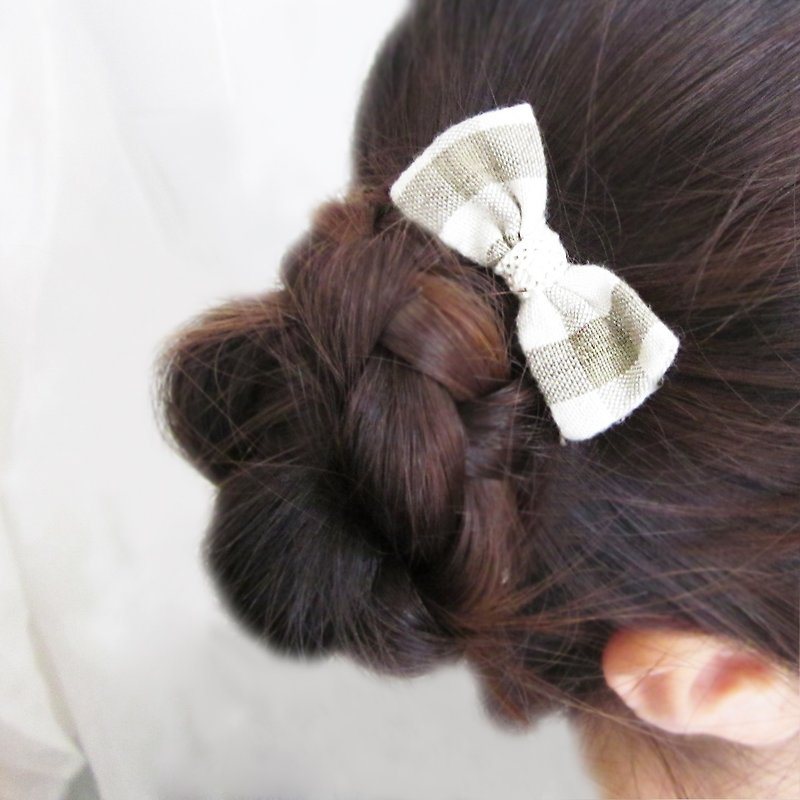 Handmade Little Bow Hair Bands Natural Dyed Cotton  / 6 pcs per 1 set - 髮飾 - 棉．麻 