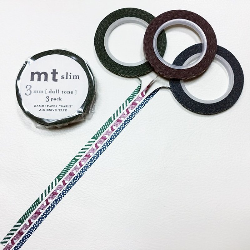mt and paper tape Slim series 【Dark and grain 3mm 3 into the group (MTSLIMS09)】 2016Summer - Washi Tape - Paper Multicolor